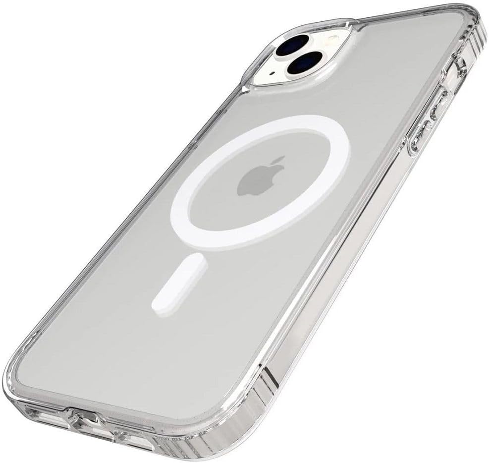 Tech21 Evo Clear hoesje voor iPhone 14 Plus, Geschikt voor MagSafe, Standaard telefoonhoesje, TPU en Antimicrobieel materiaal, Transparant, Valbescherming: 3.6m