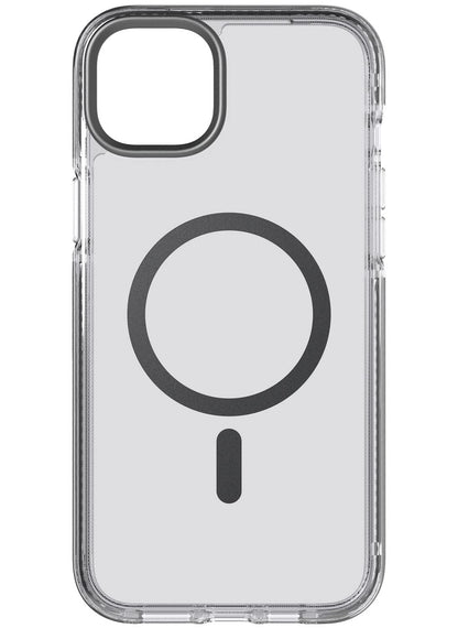 Tech21 Evo Crystal hoesje voor iPhone 14 Plus, Geschikt voor MagSafe, Standaard telefoonhoesje, TPU en Antimicrobieel materiaal, Transparant/Black, Valbescherming: 4.9m