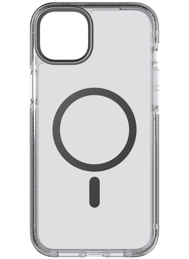 Tech21 Evo Crystal hoesje voor iPhone 14 Plus, Geschikt voor MagSafe, Standaard telefoonhoesje, TPU en Antimicrobieel materiaal, Transparant/Black, Valbescherming: 4.9m