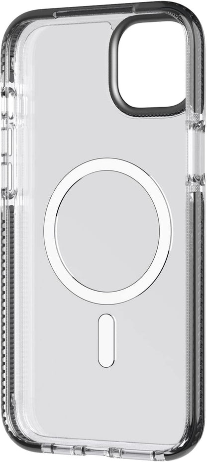 Tech21 Evo Crystal hoesje voor iPhone 14 Plus, Geschikt voor MagSafe, Standaard telefoonhoesje, TPU en Antimicrobieel materiaal, Transparant/Black, Valbescherming: 4.9m