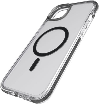 Tech21 Evo Crystal hoesje voor iPhone 14 Plus, Geschikt voor MagSafe, Standaard telefoonhoesje, TPU en Antimicrobieel materiaal, Transparant/Black, Valbescherming: 4.9m