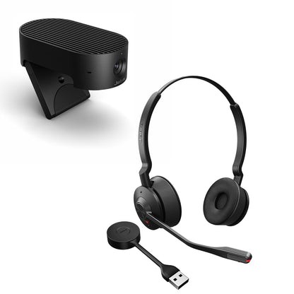 Jabra Engage 55 Stereo Wireless Headset - Certified for Google Meet and Zoom PanaCast 20 4K AI-powered Video Conferencing Camera (bundle