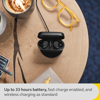 Jabra Evolve2 Buds True Wireless In-Ear Bluetooth with Active Noise Cancellation, MultiSensor Voice Technology and Wireless Charging Pad - MS Teams Certified, works with all other platforms - Black