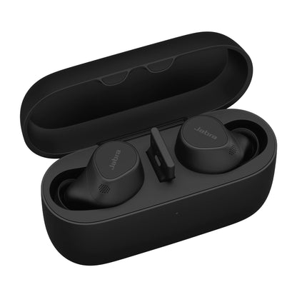 Jabra Evolve2 Buds True Wireless Bluetooth Earbuds, Active Noise Cancellation, MultiSensor Voice Technology and Wireless Charging Pad - Certified to work with your virtual meeting apps - Black Black USB-A All platforms