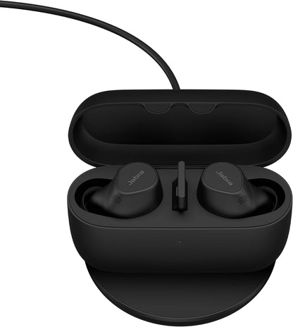 Jabra Evolve2 Buds True Wireless Bluetooth Earbuds, Active Noise Cancellation, MultiSensor Voice Technology and Wireless Charging Pad - Certified to work with your virtual meeting apps - Black Black USB-A All platforms