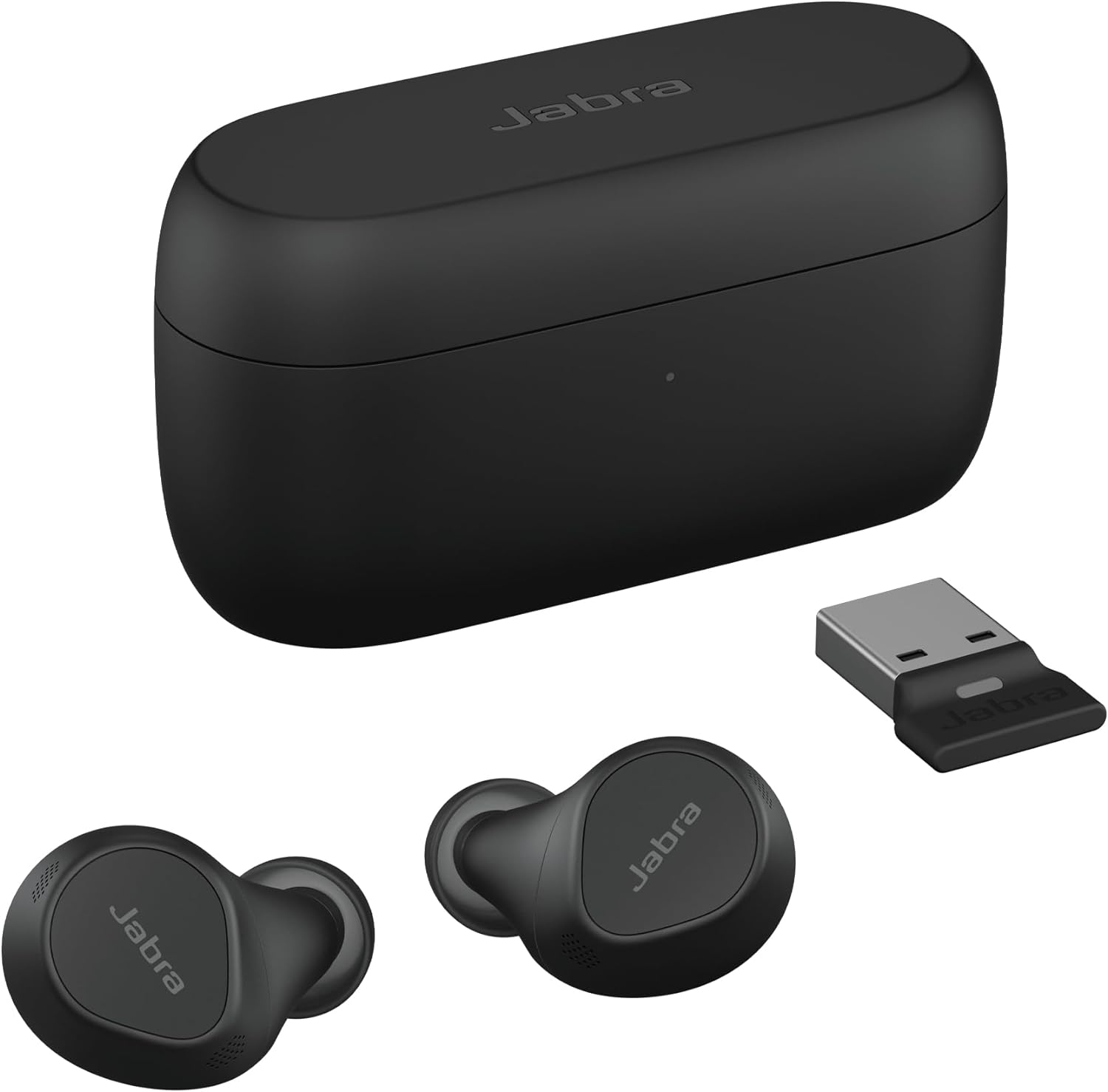 Jabra Evolve2 Buds True Wireless Bluetooth Earbuds, Active Noise Cancellation, MultiSensor Voice Technology and Wireless Charging Pad - Certified to work with your virtual meeting apps - Black Black USB-A All platforms