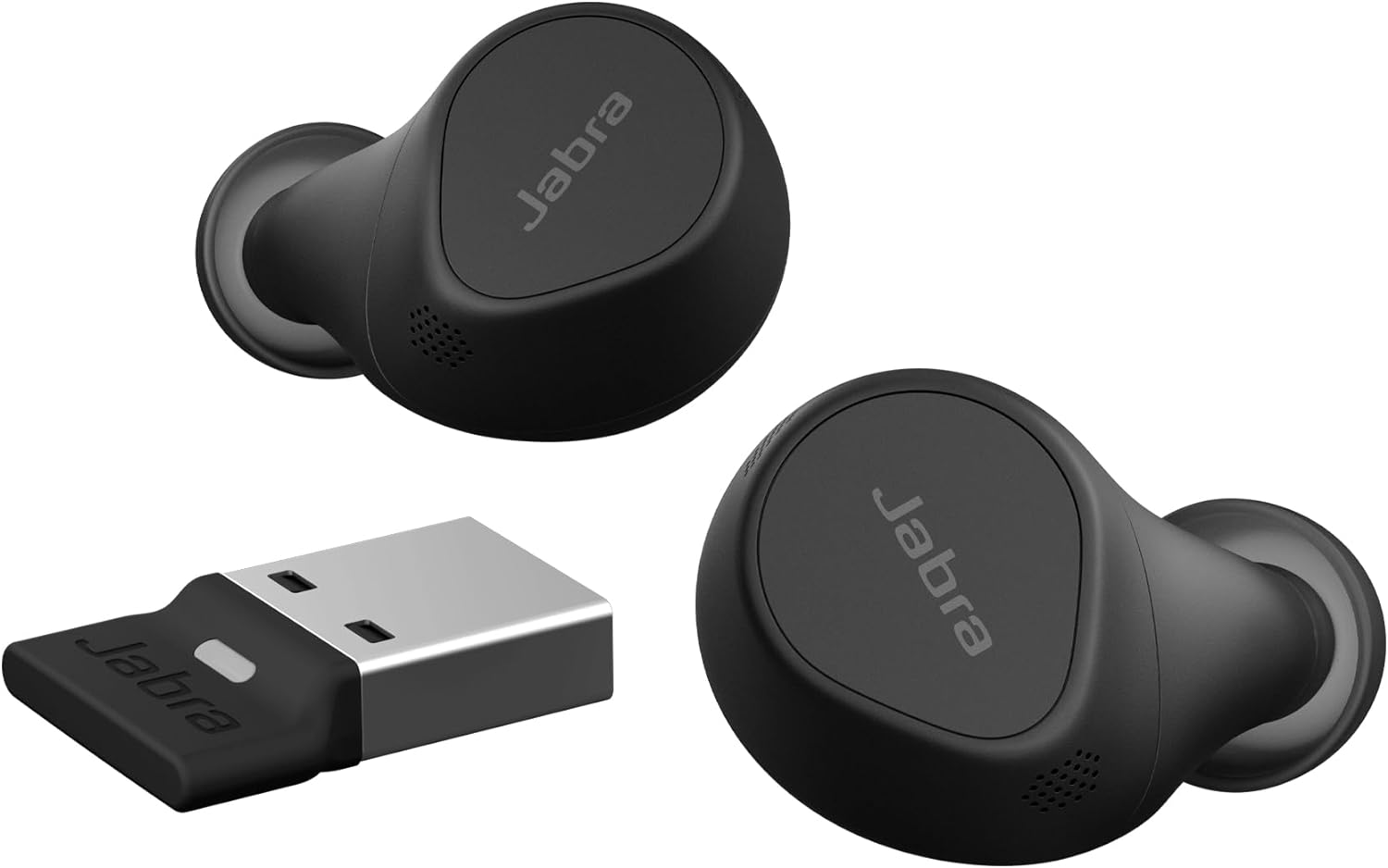 Jabra Evolve2 Buds True Wireless Bluetooth Earbuds, Active Noise Cancellation, MultiSensor Voice Technology and Wireless Charging Pad - Certified to work with your virtual meeting apps - Black Black USB-A All platforms