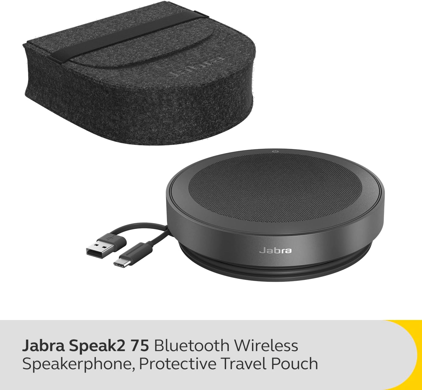Jabra Speak2 75 Wireless Bluetooth Speakerphone with 4 Noise-cancelling Mics, Full-range 65mm Speaker and Super-wideband Audio - MS Teams Certified, Works with Other Platforms - Dark Grey