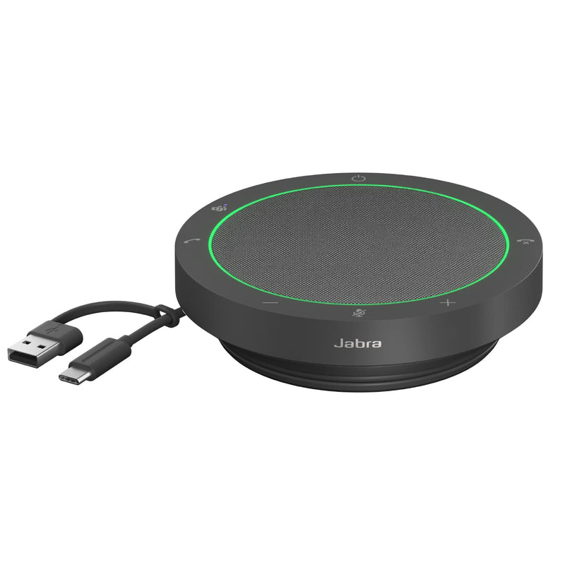 Jabra Speak2 40 Portable Speakerphone with 4 Noise-cancelling Mics, Full-range 50mm Speaker, Wideband Audio and USB A and USB C connections - Certified for Zoom and Google Meet - Dark Grey Speak2 40 N