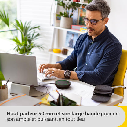 Jabra Speak2 55 Bluetooth-Freisprechlösung, 4 Mikrofone mit Geräuschunterdrückung, 50 mm Breitband-Lautsprecher, Breitband-Audio, kompakt, tragbar - für MS-Teams zertifiziert, Dunkelgrau