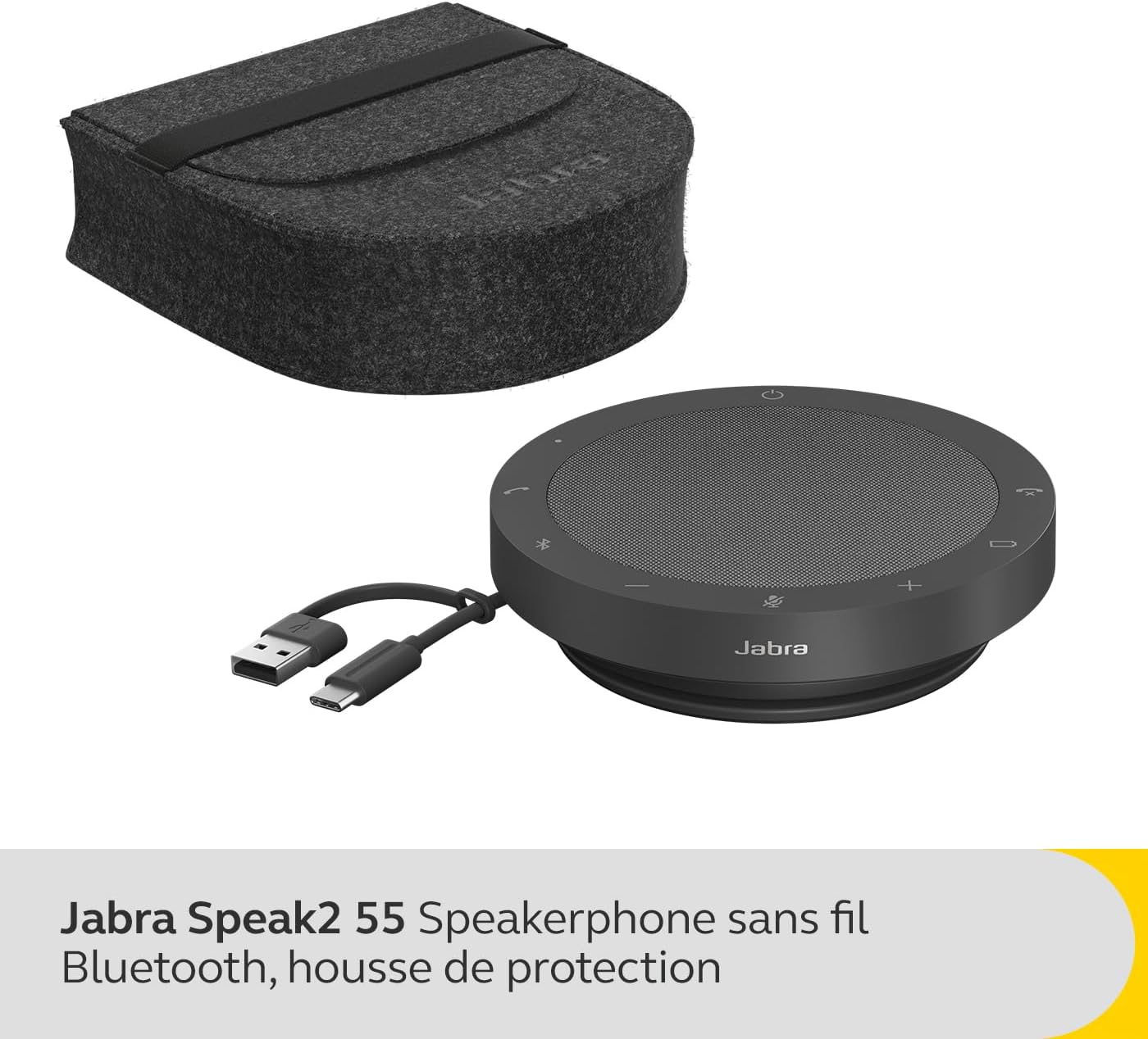 Jabra Speak2 55 Bluetooth-Freisprechlösung, 4 Mikrofone mit Geräuschunterdrückung, 50 mm Breitband-Lautsprecher, Breitband-Audio, kompakt, tragbar - für MS-Teams zertifiziert, Dunkelgrau