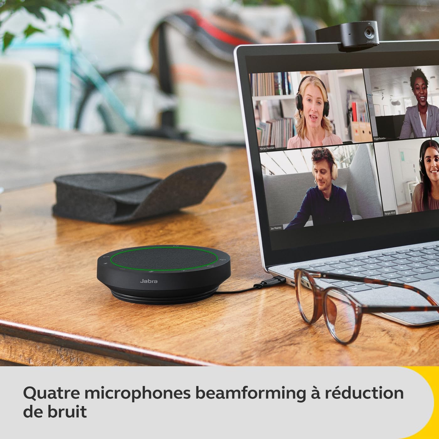 Jabra Speak2 55 Wireless Bluetooth Speakerphone with 4 Noise-cancelling Mics, Full-range 50mm Speaker, Wideband Audio, Compact and portable - Certified for Zoom and Google Meet - Dark Grey Speak2 55 N