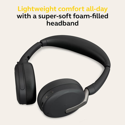Jabra Evolve2 65 Flex - Wireless Stereo Headset with Bluetooth, Noise-cancelling Jabra ClearVoice Technology and Hybrid ANC - Works with all leading UC Platforms - Black