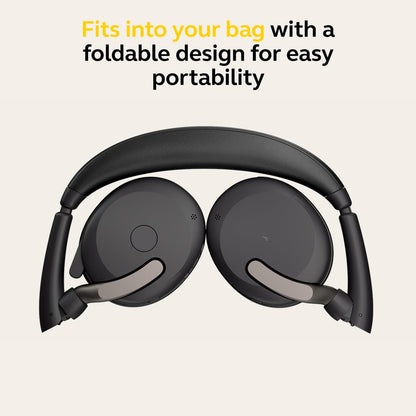 Jabra Evolve2 65 Flex - Wireless Stereo Headset with Bluetooth, Noise-cancelling Jabra ClearVoice Technology and Hybrid ANC - Works with all leading UC Platforms - Black