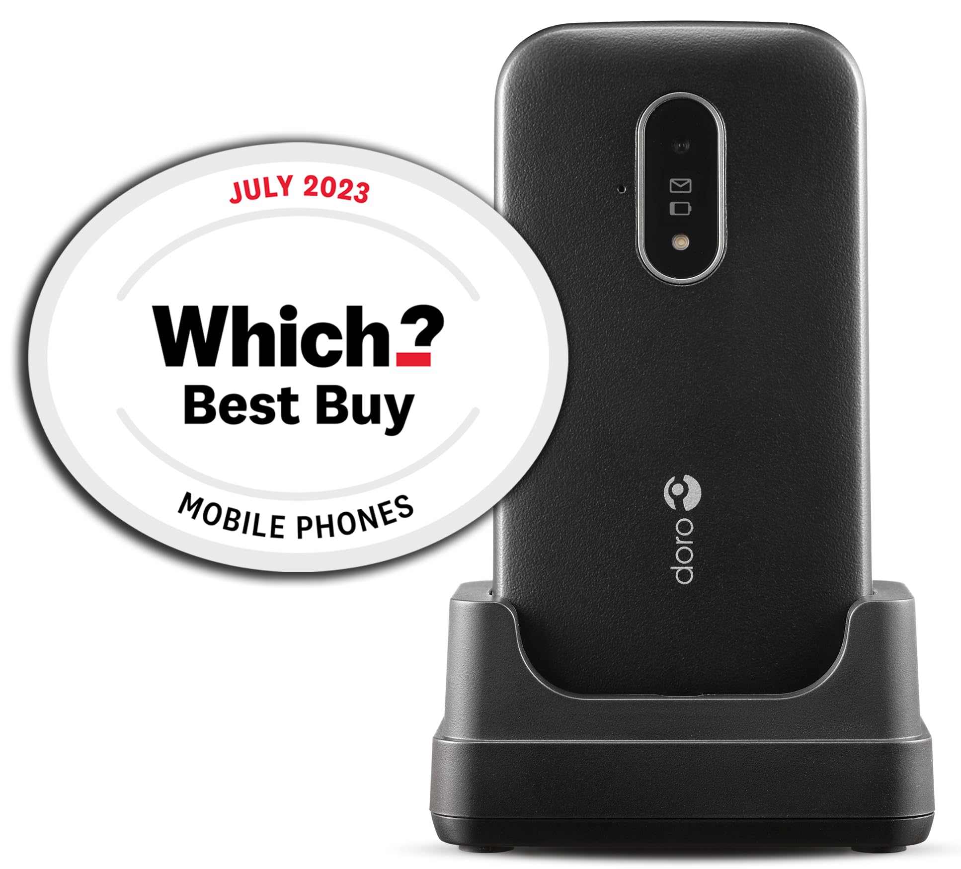 Doro 6820 4G Unlocked Flip Mobile Phone for Seniors with Talking Number Keys, 2MP Camera, Assistance Button and Charging Cradle