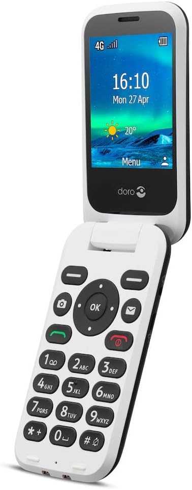 Doro 6820 4G Unlocked Flip Mobile Phone for Seniors with Talking Number Keys, 2MP Camera, Assistance Button and Charging Cradle