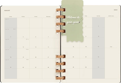 Moleskine Monthly and Weekly Spiral Agenda 12 Months 2024, Agenda 2024, Size XL 20,4x25,2, Hard Cover and Elastic Closure, Colour Black