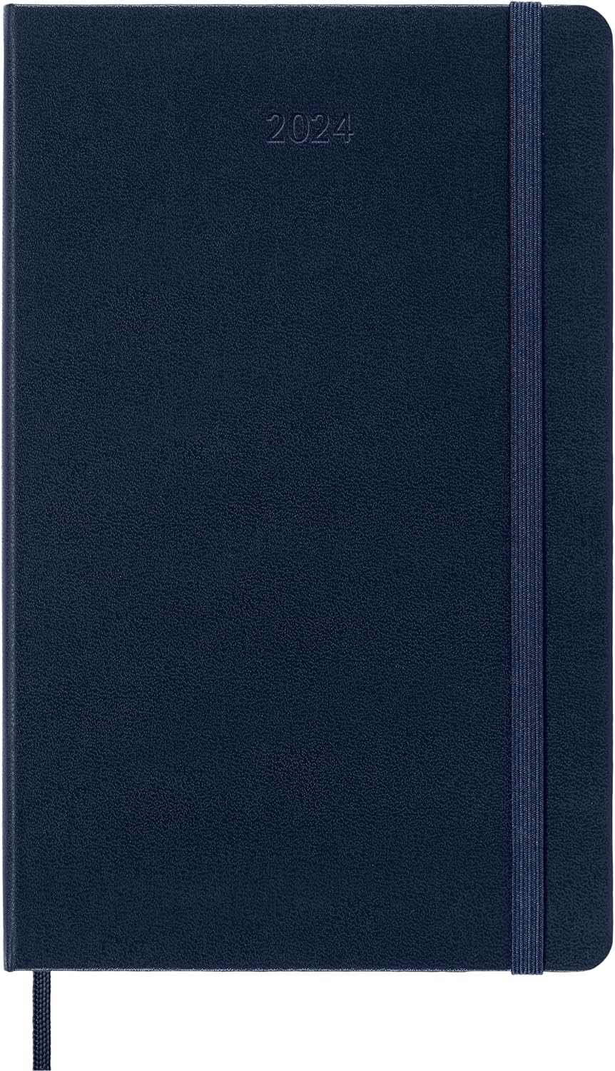 Moleskine Weekly Agenda With Space For Notes 12 Months 2024, Agenda 2024, Size Large 13x21, Hard Cover And Elastic Closure, Colour