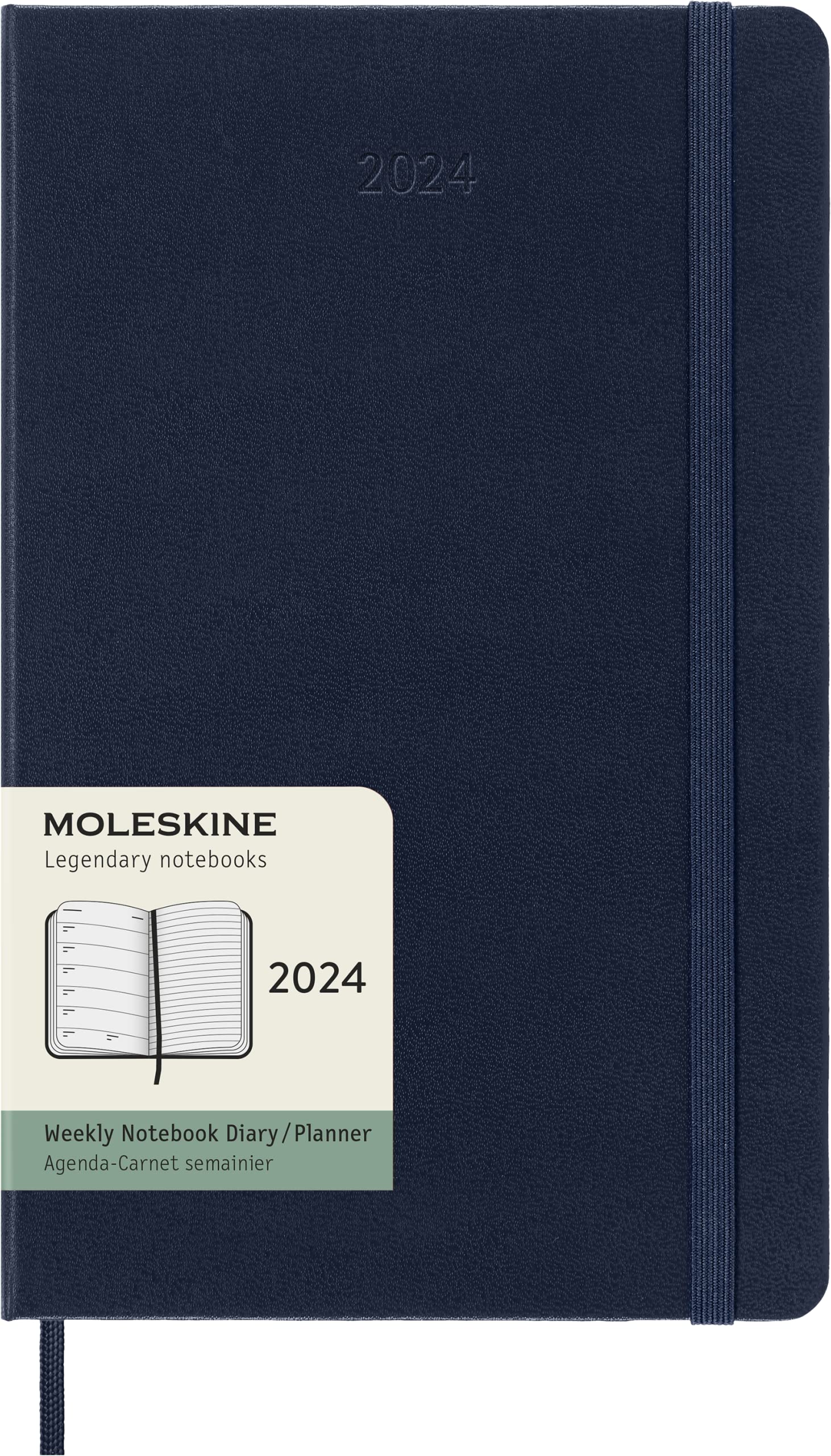 Moleskine Weekly Agenda With Space For Notes 12 Months 2024, Agenda 2024, Size Large 13x21, Hard Cover And Elastic Closure, Colour