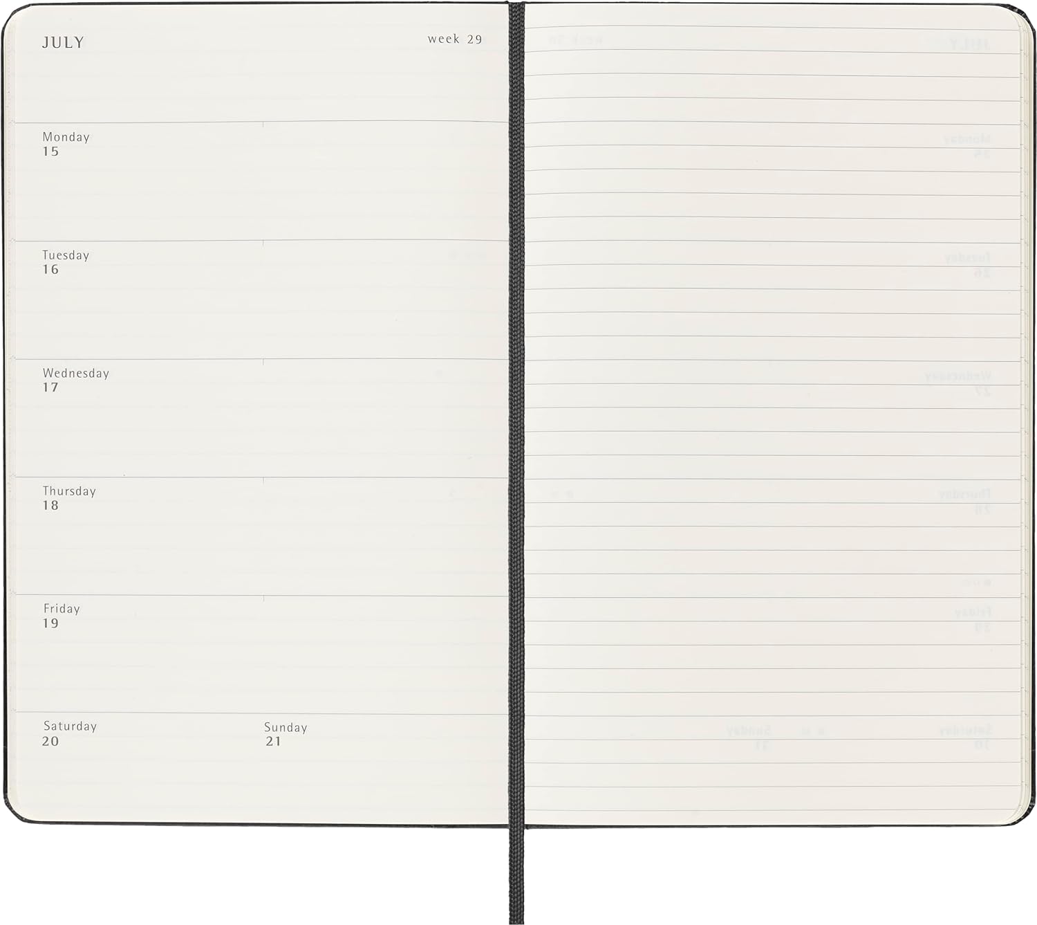 Moleskine Weekly Agenda With Space For Notes 12 Months 2024, Agenda 2024, Size Large 13x21, Hard Cover And Elastic Closure, Colour Black