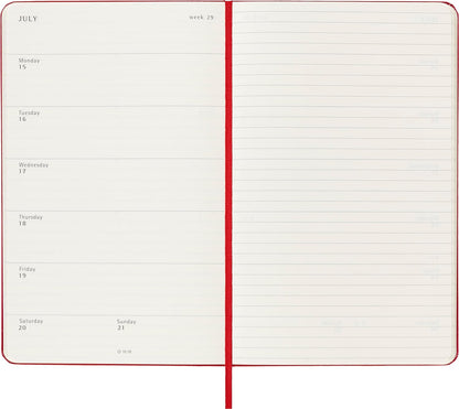 Moleskine Weekly Agenda With Space For Notes 12 Months 2024, Agenda 2024, Size Large 13x21, Hard Cover And Elastic Closure, Colour Scarlet Red