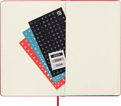 Moleskine Weekly Agenda With Space For Notes 12 Months 2024, Agenda 2024, Size Large 13x21, Hard Cover And Elastic Closure, Colour Scarlet Red