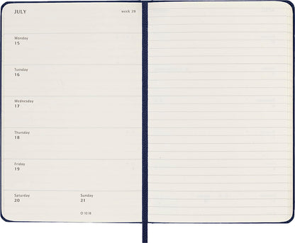 Moleskine Weekly Agenda with Space for Notes 12 Months 2024, Agenda 2024, Size Pocket 9x14, Hard Cover and Elastic Closure, Colour Sapphire Blue Weekly Notebook Hard Cover - Pocket Sapphire Blue