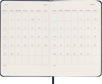 Moleskine Weekly Agenda with Space for Notes 12 Months 2024, Agenda 2024, Size Pocket 9x14, Hard Cover and Elastic Closure, Colour Sapphire Blue Weekly Notebook Hard Cover - Pocket Sapphire Blue