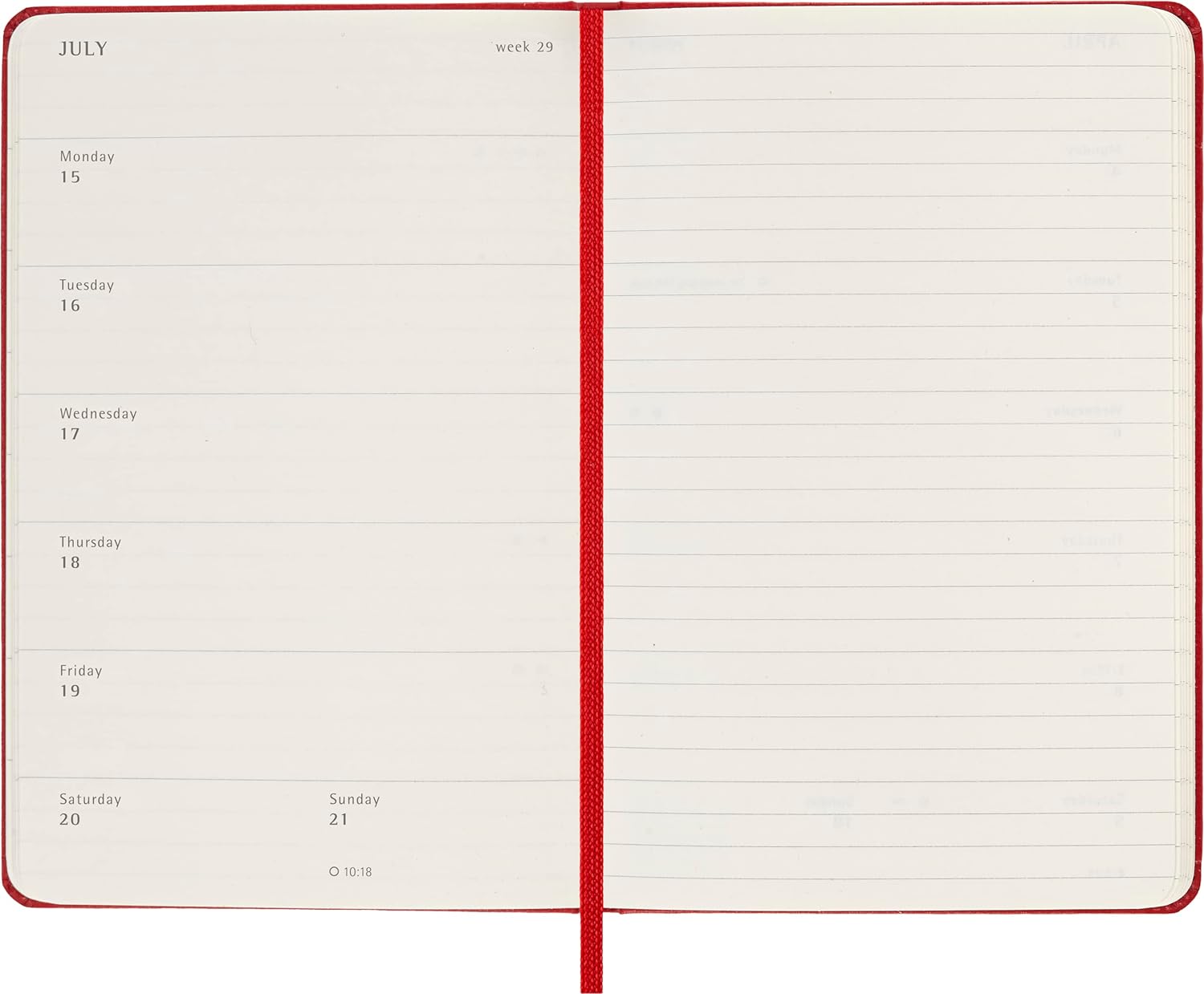 Moleskine Weekly Agenda with Space for Notes 12 Months 2024, Agenda 2024, Size Pocket 9x14, Hard Cover and Elastic Closure, Colour