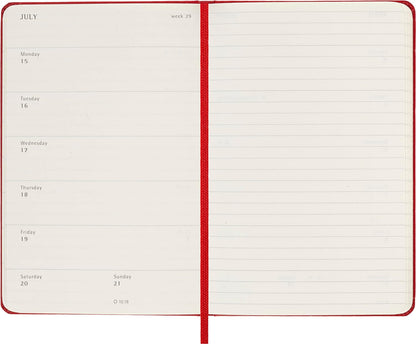 Moleskine Weekly Agenda with Space for Notes 12 Months 2024, Agenda 2024, Size Pocket 9x14, Hard Cover and Elastic Closure, Colour