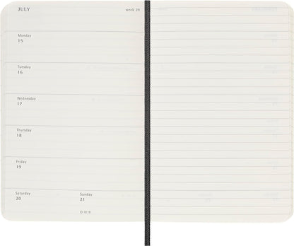 Moleskine Weekly Agenda with Space for Notes 12 Months 2024, Agenda 2024, Size Pocket 9x14, Soft Cover and Elastic Closure, Colour