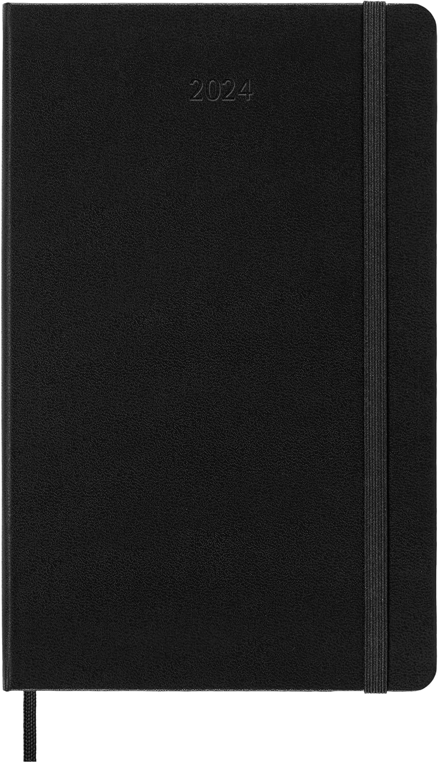 Moleskine Horizontal Weekly Agenda 12 Months 2024, Agenda 2024, Size Large 13x21, Hard Cover and Elastic Closure, Colour
