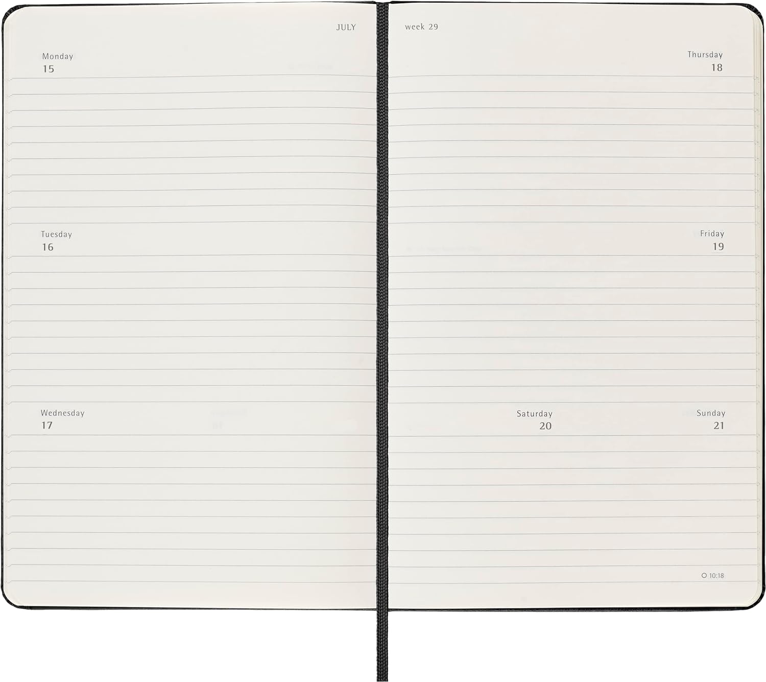 Moleskine Horizontal Weekly Agenda 12 Months 2024, Agenda 2024, Size Large 13x21, Hard Cover and Elastic Closure, Colour
