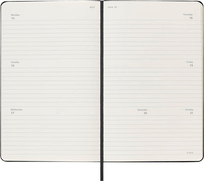 Moleskine Horizontal Weekly Agenda 12 Months 2024, Agenda 2024, Size Large 13x21, Hard Cover and Elastic Closure, Colour