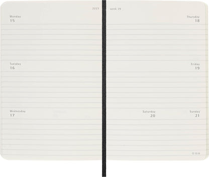 Moleskine Horizontal Weekly Agenda 12 Months 2024, Agenda 2024, Size Pocket 9x14, Soft Cover and Elastic Closure, Colour