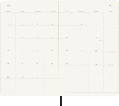 Moleskine Monthly Agenda 12 Months 2024, Agenda 2024, Size Large 13x21, Soft Cover and Elastic Closure, Colour