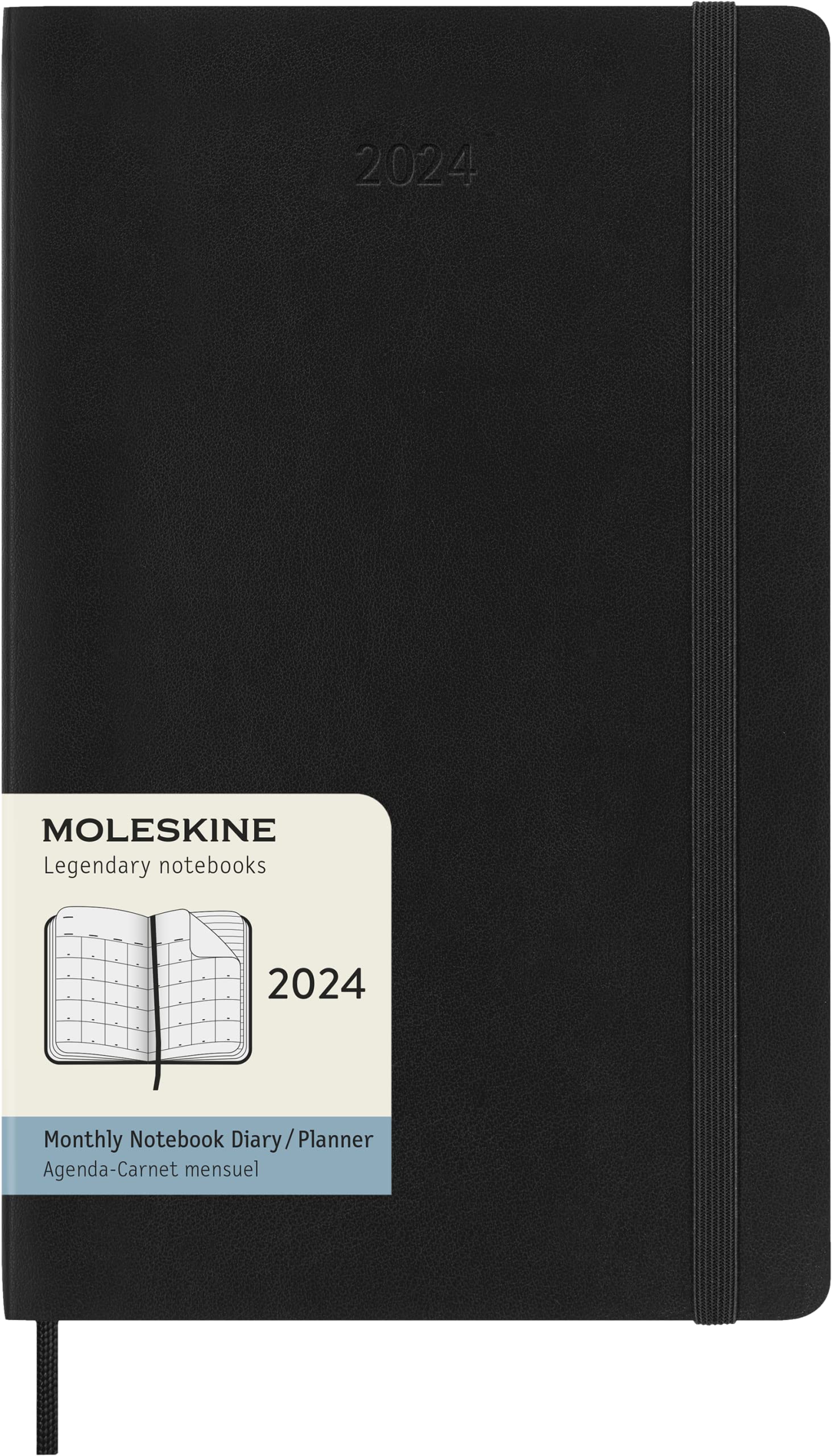 Moleskine Monthly Agenda 12 Months 2024, Agenda 2024, Size Large 13x21, Soft Cover and Elastic Closure, Colour