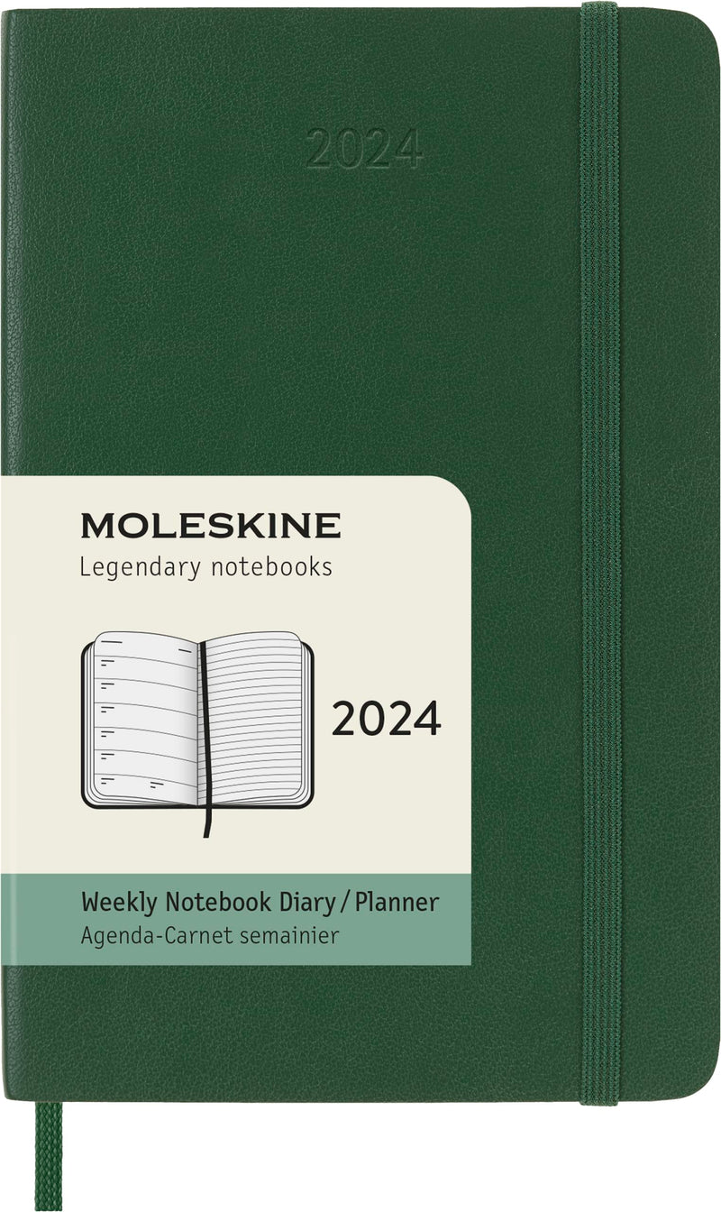 Moleskine Weekly Agenda with Space for Notes 12 Months 2024, Agenda 2024, Size Pocket 9x14, Soft Cover and Elastic Closure, Colour