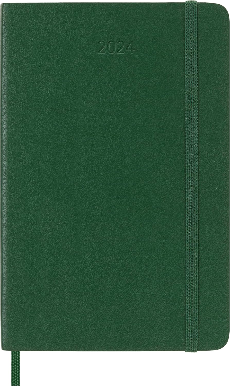 Moleskine Weekly Agenda with Space for Notes 12 Months 2024, Agenda 2024, Size Pocket 9x14, Soft Cover and Elastic Closure, Colour