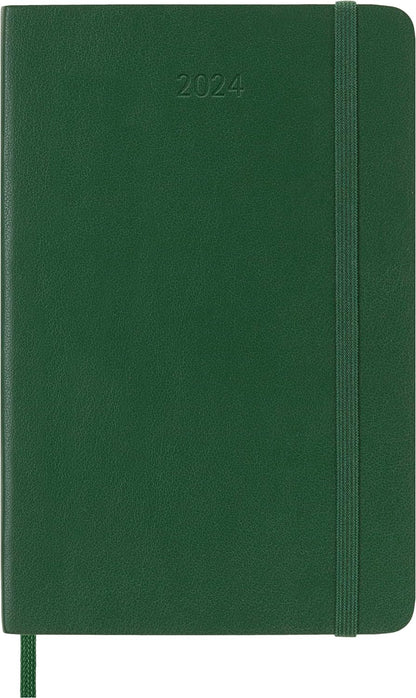 Moleskine Weekly Agenda with Space for Notes 12 Months 2024, Agenda 2024, Size Pocket 9x14, Soft Cover and Elastic Closure, Colour