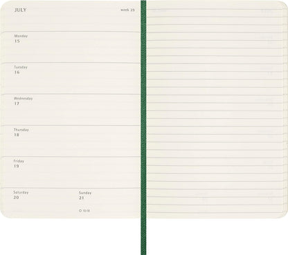 Moleskine Weekly Agenda with Space for Notes 12 Months 2024, Agenda 2024, Size Pocket 9x14, Soft Cover and Elastic Closure, Colour