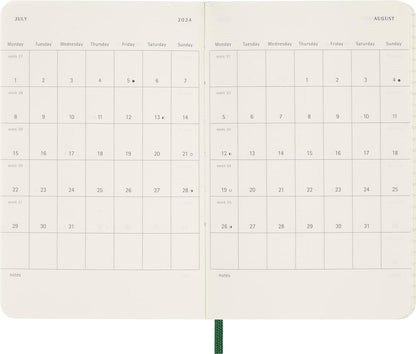 Moleskine Weekly Agenda with Space for Notes 12 Months 2024, Agenda 2024, Size Pocket 9x14, Soft Cover and Elastic Closure, Colour