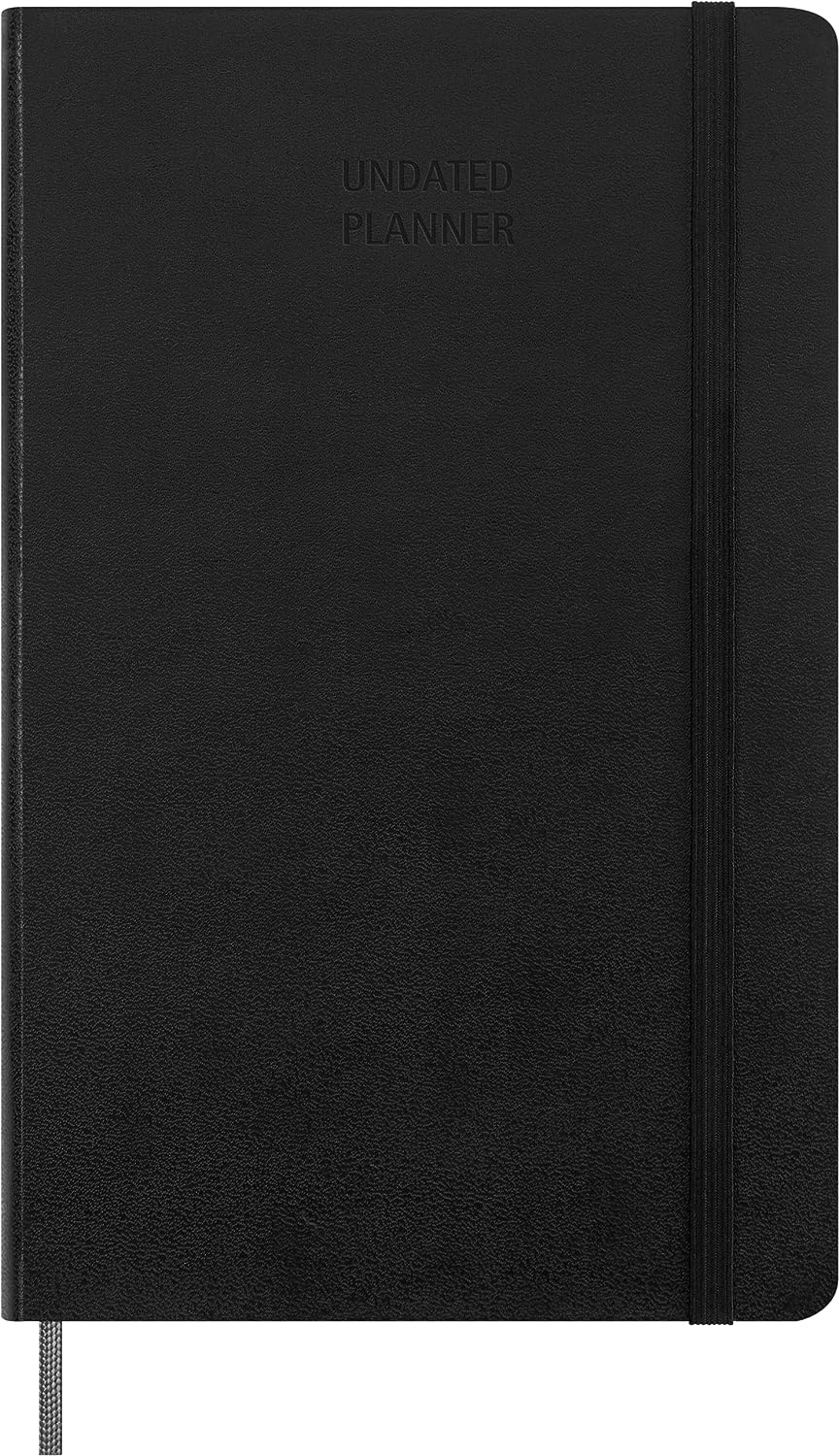 Moleskine Undated Weekly Planner, Weekly Planner with Hard Cover and Elastic Closure, Size Large, 13 x 21 cm, Color