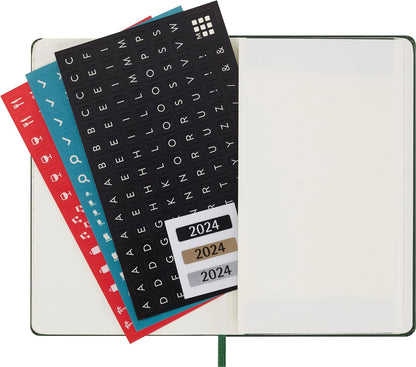 Moleskine Daily Agenda 12 Months 2024, Agenda 2024, Size Pocket 9x14, Hard Cover and Elastic Closure, Colour