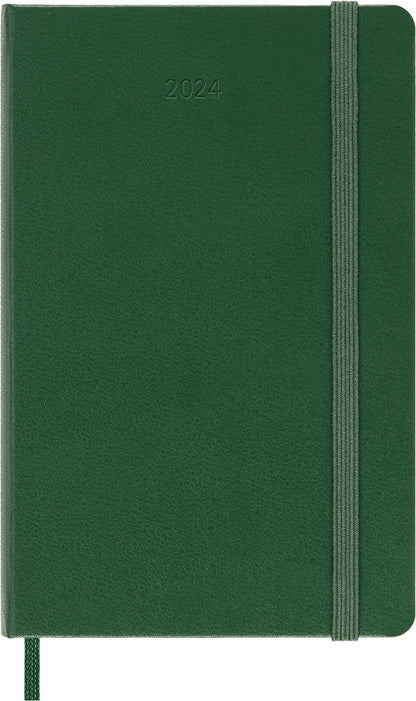 Moleskine Daily Agenda 12 Months 2024, Agenda 2024, Size Pocket 9x14, Hard Cover and Elastic Closure, Colour