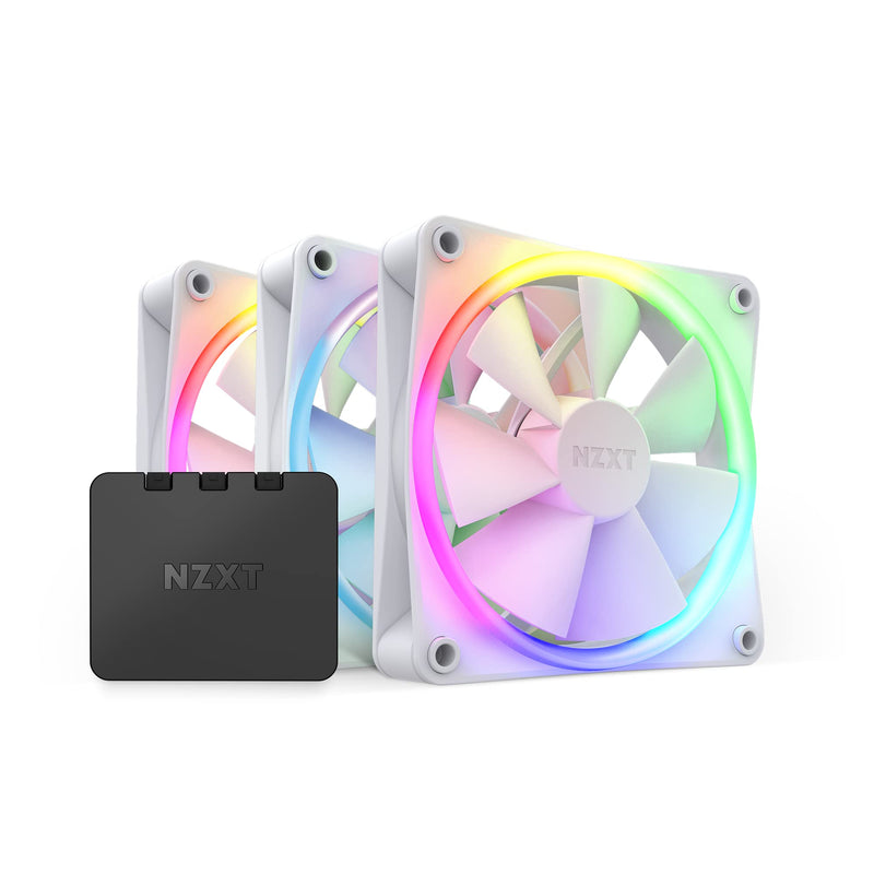 NZXT F120 RGB Fans - RF-R12TF-W1 - Advanced RGB Lighting Customization - Whisper Quiet Cooling - Triple (RGB Fan & Controller INCLUDED) - 120mm Fan