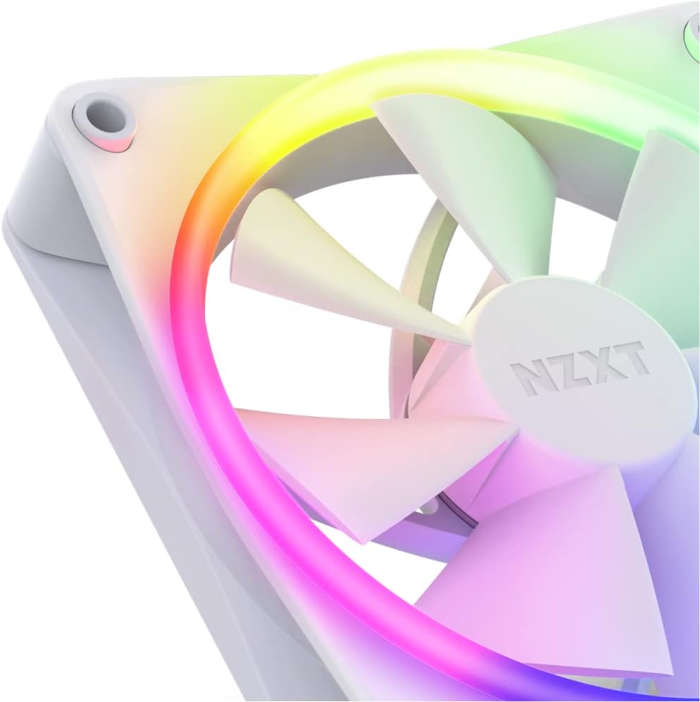 NZXT F120 RGB Fans - RF-R12TF-W1 - Advanced RGB Lighting Customization - Whisper Quiet Cooling - Triple (RGB Fan & Controller INCLUDED) - 120mm Fan