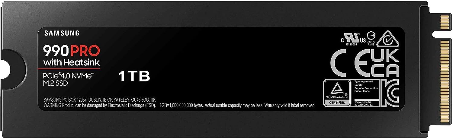 Samsung 990 PRO Heatsink SSD - 1TB - PCIe 4.0 M.2 Internal Solid State Hard Drive