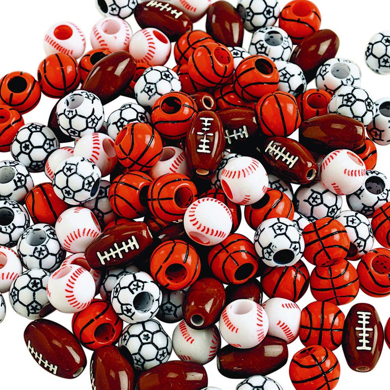 Colorations Plastic Sports Ball Beads for Kids.5 lb, Accent Beads, Ball Beads, Football, Soccer, Baseball, Basketball, Arts & Crafts, Boys & Girls