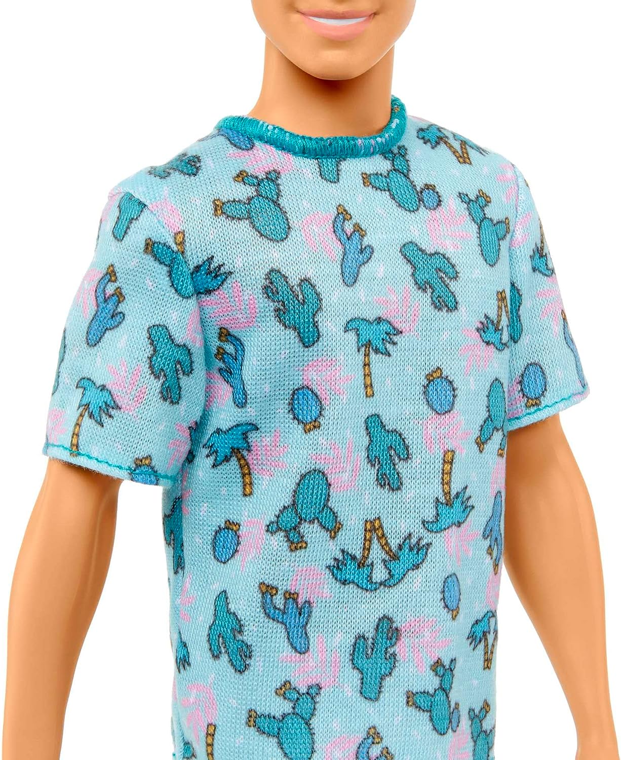 Barbie Ken Fashionistas Doll #211 with Blond Hair, Wearing Cactus Tee and White Shorts with Sneakers, HJT10 Blue Shirt Ken